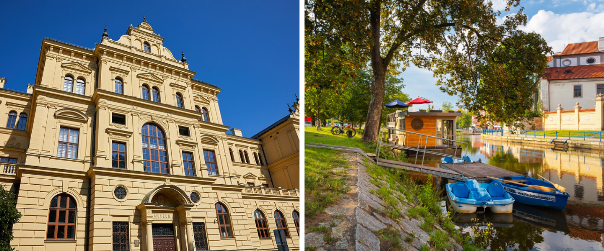 Jihočeské muzeum a slepé rameno řeky Malše